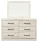 Cambeck Full Panel Bed with 4 Storage Drawers with Mirrored Dresser, Chest and Nightstand