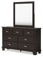 Covetown Queen Panel Bed with Mirrored Dresser, Chest and 2 Nightstands