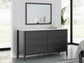 Cadmori Full Upholstered Bed with Mirrored Dresser, Chest and 2 Nightstands