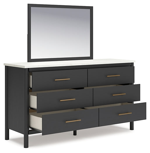 Cadmori King Upholstered Bed with Mirrored Dresser and 2 Nightstands