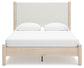 Cadmori Queen Upholstered Panel Bed with Mirrored Dresser and Nightstand